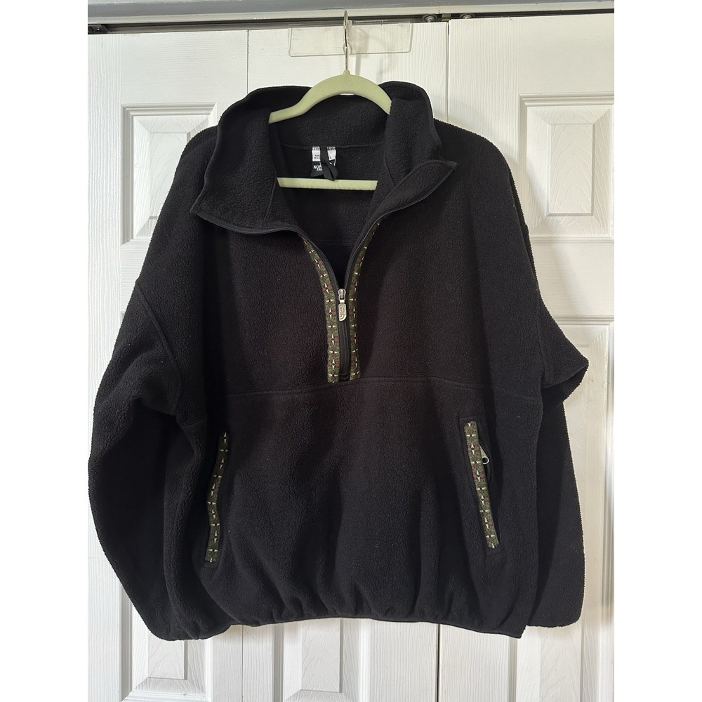 VTG The North Face Sweater Womens XL Black Half Zip Pullover Fleece Aztec 90s